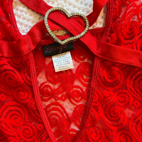 Dreamgirl Red Lace Top with Heart - Picture 9 of 9